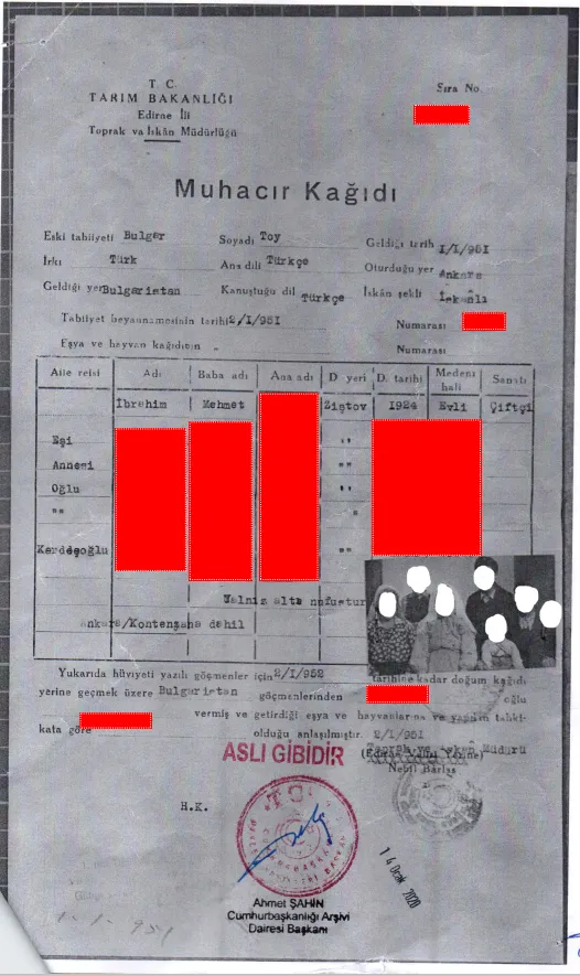 Emigrant certificate and nationality declaration